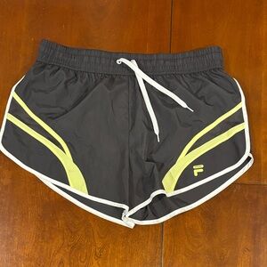 Fila Women's Athletic Shorts in Gray with Yellow Accents